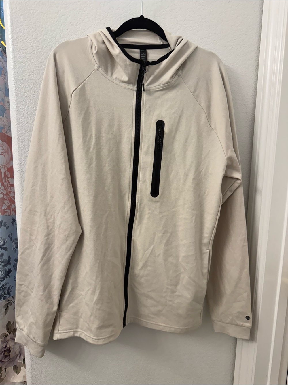 Apana Men's Light Beige Hooded Zip Jacket XL yoga athletic lightweight